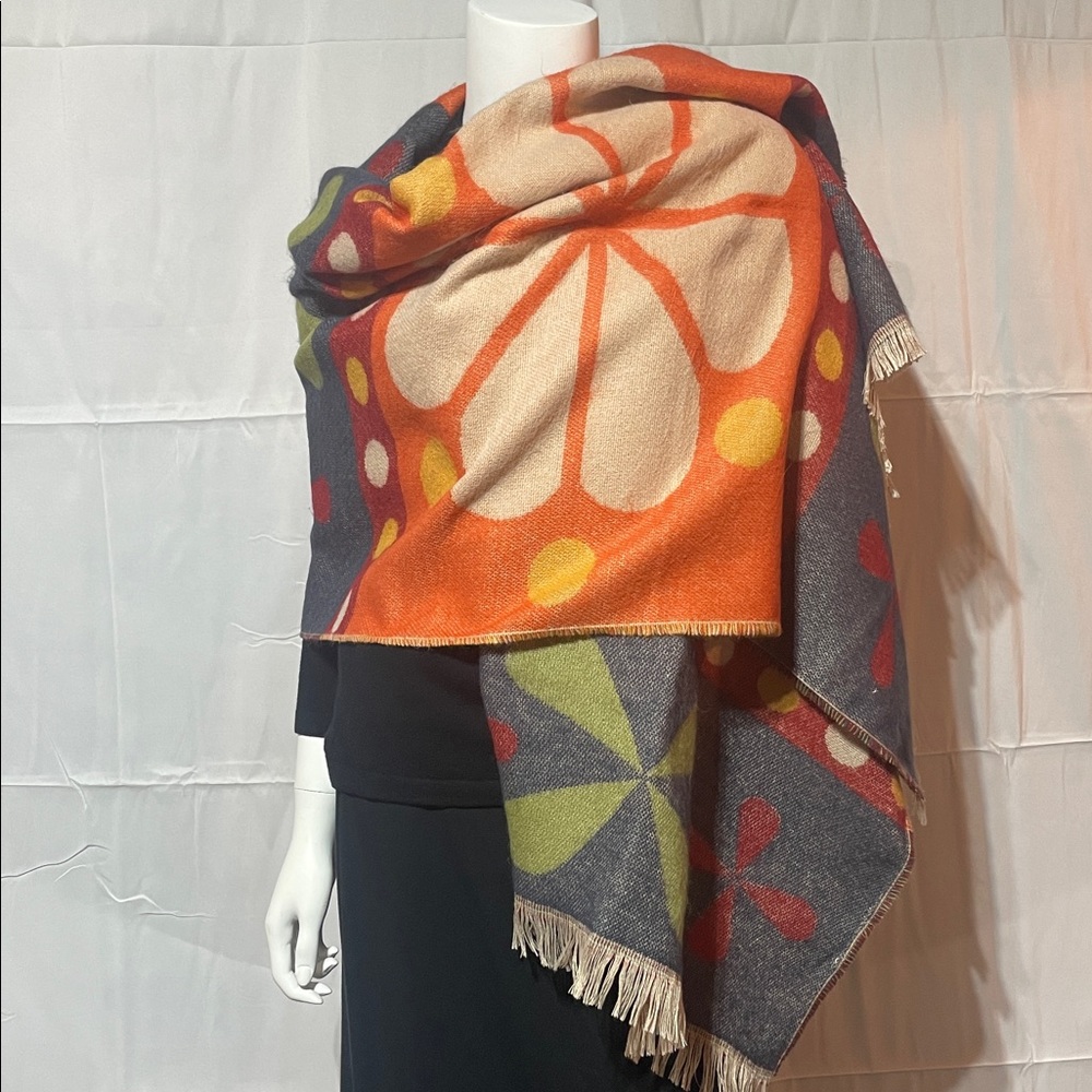 Powder Bold Multicolor Fringe Shawl